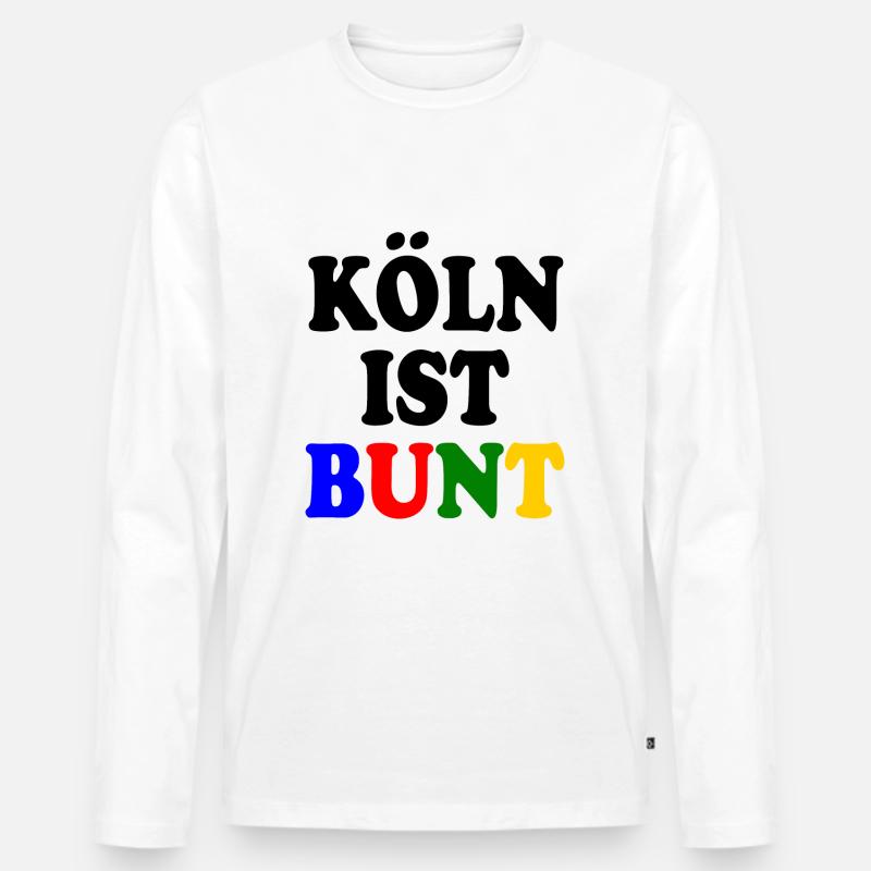 Köln ist bunt - Männer Premium Bio Langarmshirt - Weiß