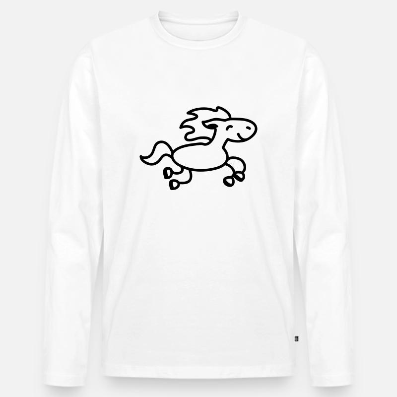 Pferd springt - line - Männer Premium Bio Langarmshirt - Weiß