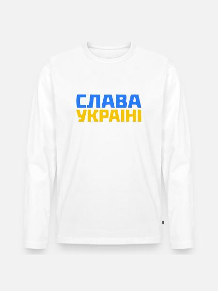 Slava ukraini - Men's Premium Organic Long Sleeve Shirt - white
