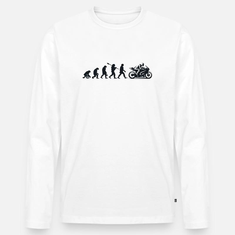 Darwin Evolution für Motorradfahrer 🏍️ - Männer Premium Bio Langarmshirt - Weiß