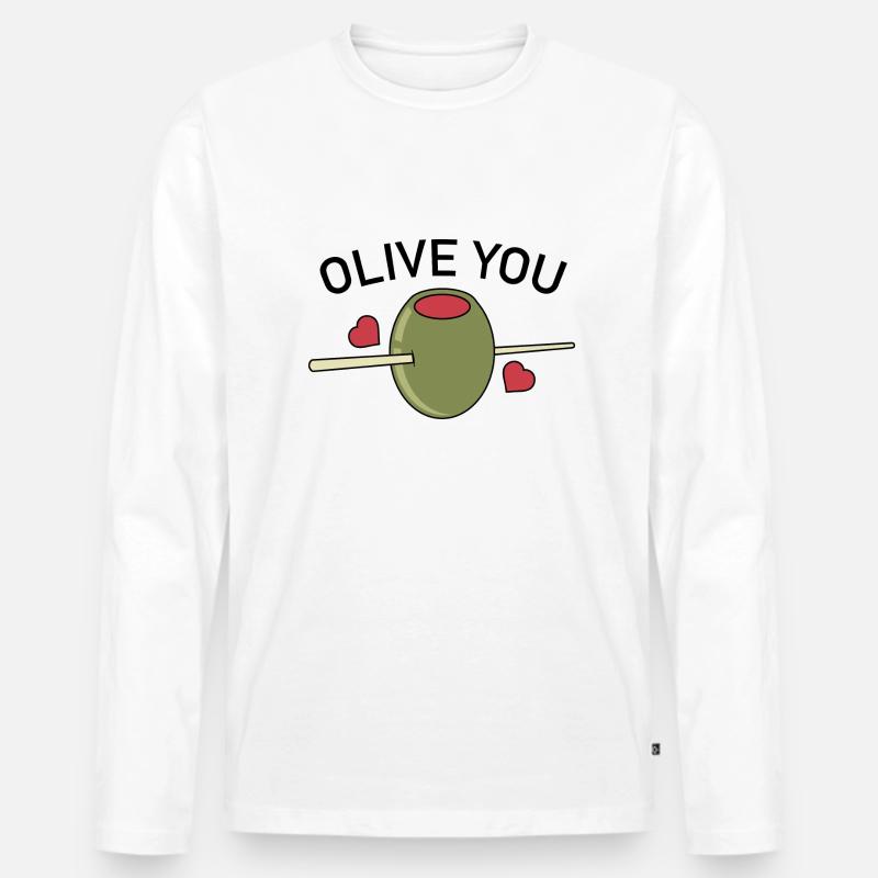 Olive Du - Männer Premium Bio Langarmshirt - Weiß