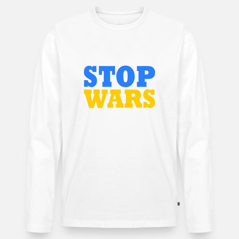Stop war - Männer Premium Bio Langarmshirt - Weiß