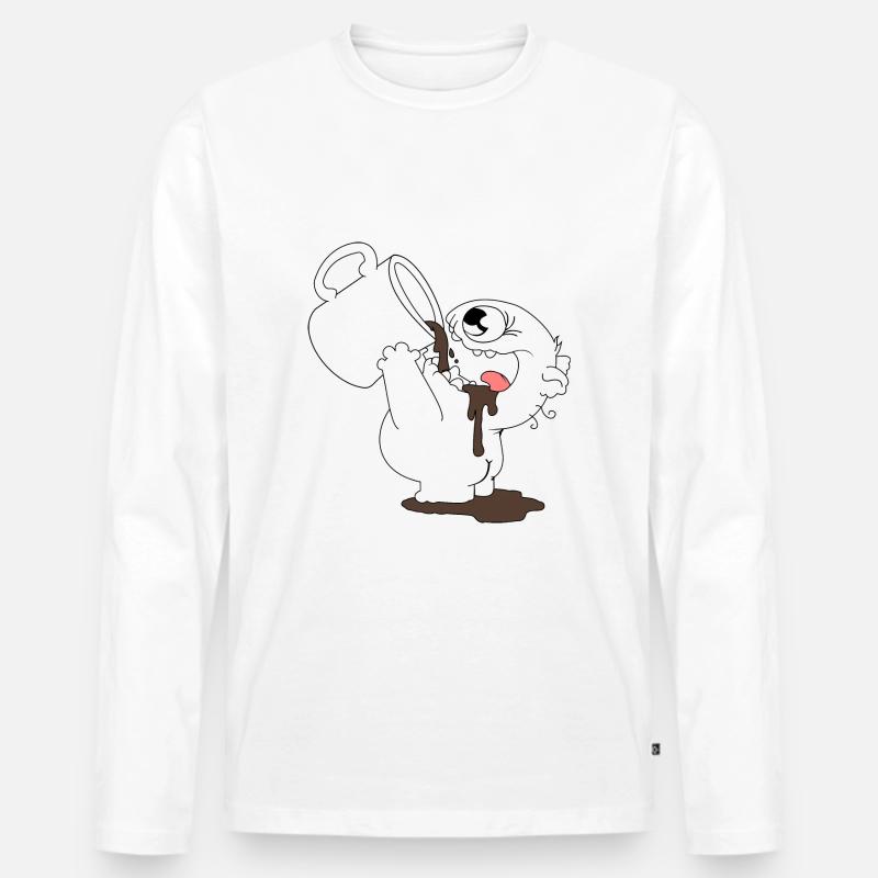 Kaffee Monster - Männer Premium Bio Langarmshirt - Weiß