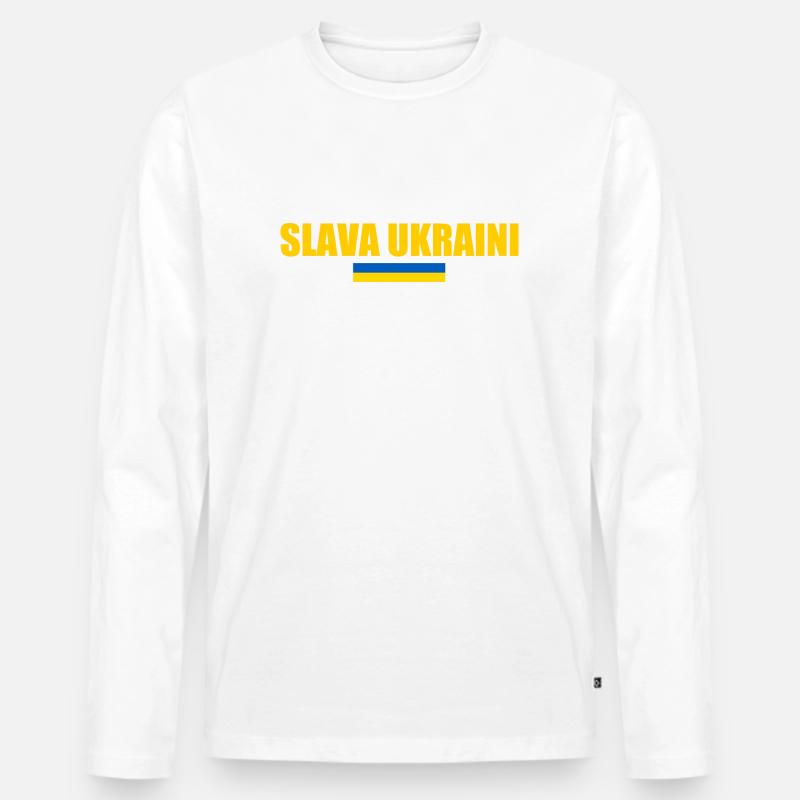 Slava ukraini - Männer Premium Bio Langarmshirt - Weiß