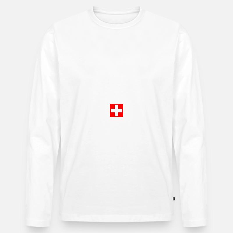 Hopp schwiiz - Männer Premium Bio Langarmshirt - Weiß