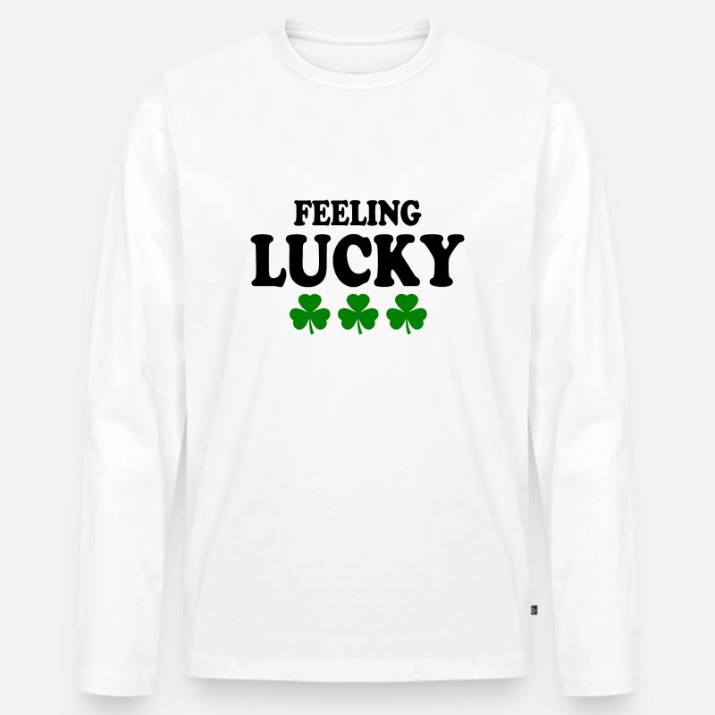 feeling lucky - Männer Premium Bio Langarmshirt - Weiß