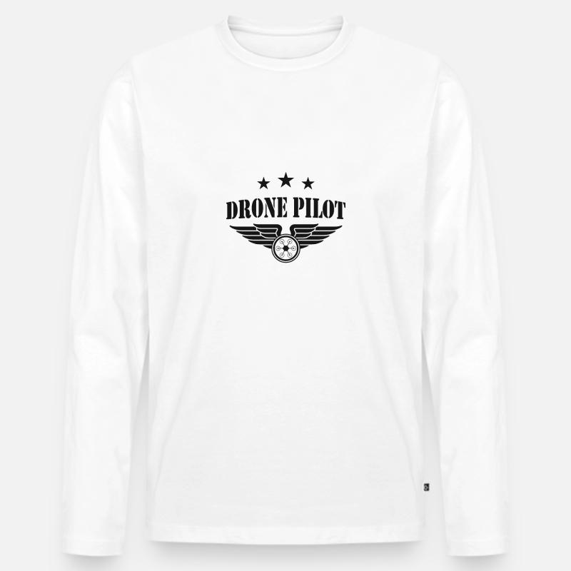 Drone Pilot - Männer Premium Bio Langarmshirt - Weiß