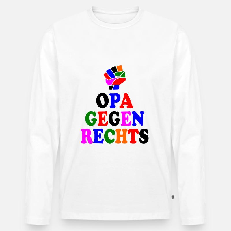 Opa gegen rechts - Männer Premium Bio Langarmshirt - Weiß