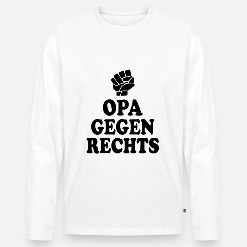 Opas gegen rechts - Männer Premium Bio Langarmshirt - Weiß