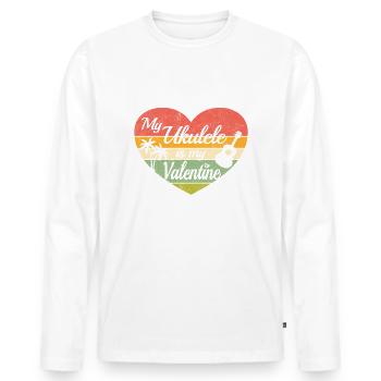 Mon ukulélé est ma Saint-Valentin - T-shirt manches longues Premium bio Homme - blanc - Devant - Nico (187cm)