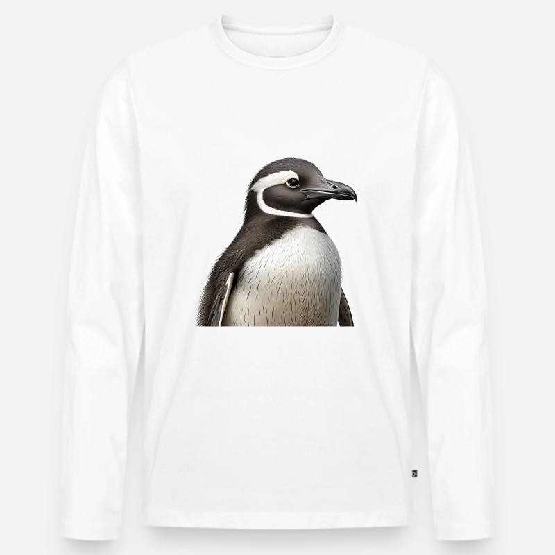 Pinguin - Männer Premium Bio Langarmshirt - Weiß