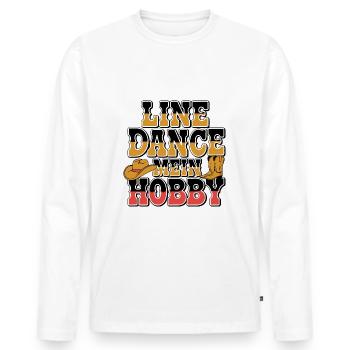Colorful line dance design with cowboy hat - Men's Premium Organic Long Sleeve Shirt - white - Front - Nico (187cm)