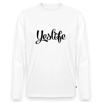 Yeslife - happy life - T-shirt manches longues Premium bio Homme - blanc - Devant - Nico (187cm)