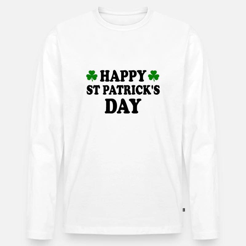happy st patrick's day - Männer Premium Bio Langarmshirt - Weiß