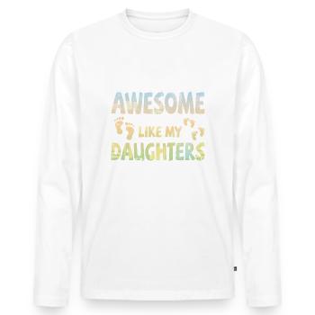 Génial comme mes 2 filles avec des empreintes de pas - T-shirt manches longues Premium bio Homme - blanc - Devant - Nico (187cm)