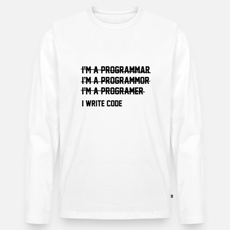 I Write Code - Men's Premium Organic Long Sleeve Shirt - white