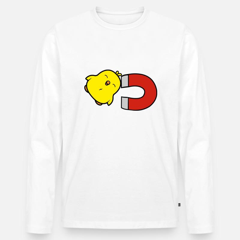 Küken-Magnet - Männer Premium Bio Langarmshirt - Weiß