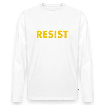 Resist - Men's Premium Organic Long Sleeve Shirt - white - Front - Nico (187cm)