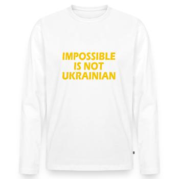 impossible is not ukrainian - ukraine - Männer Premium Bio Langarmshirt - Weiß - Vorne - Nico (187cm)
