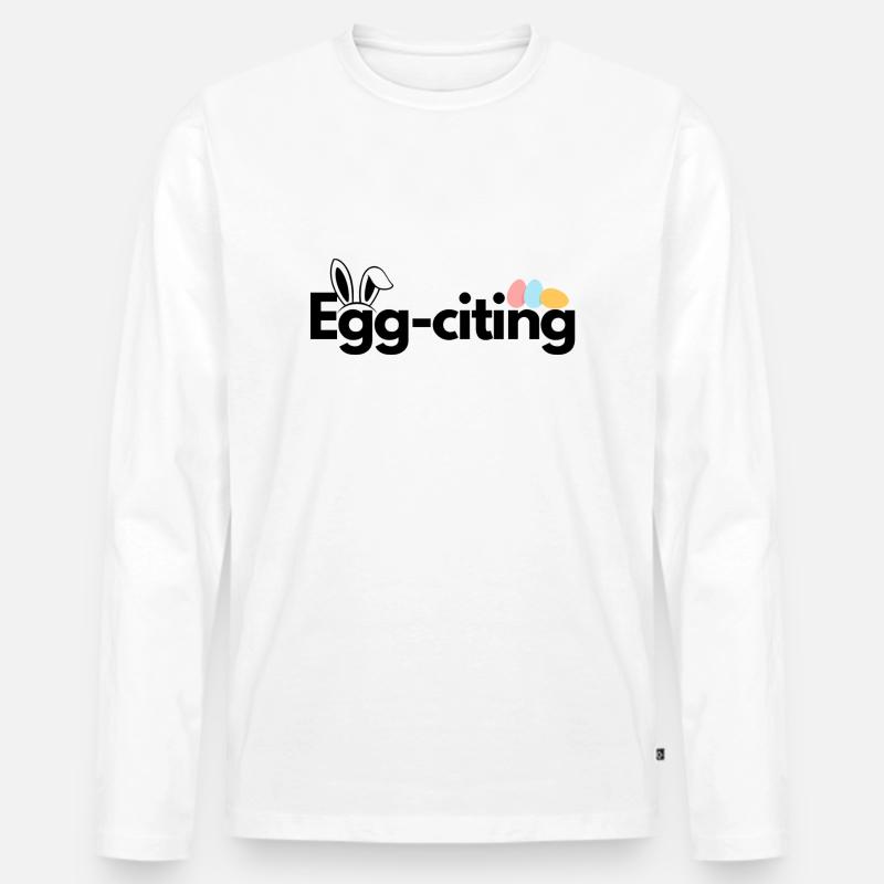Egg-citing - Männer Premium Bio Langarmshirt - Weiß