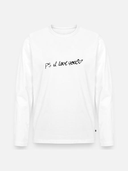 P.S. ICH LIEBE DICH! - Männer Premium Bio Langarmshirt - Weiß