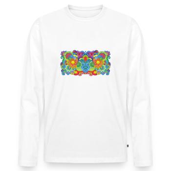 Flower Power Wide - Men's Premium Organic Long Sleeve Shirt - white - Front - Nico (187cm)