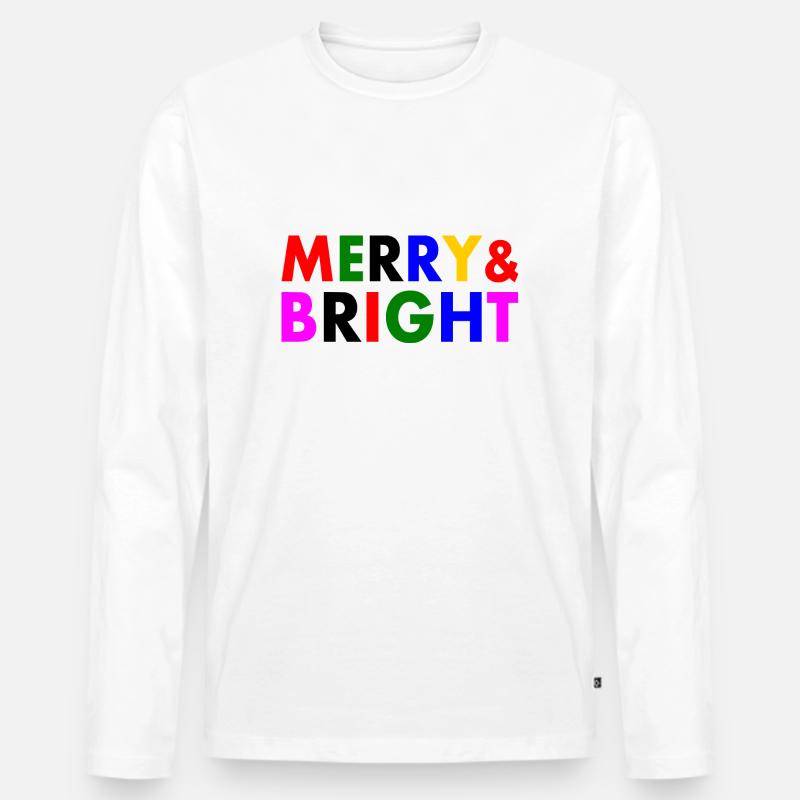 Merry and bright - Männer Premium Bio Langarmshirt - Weiß