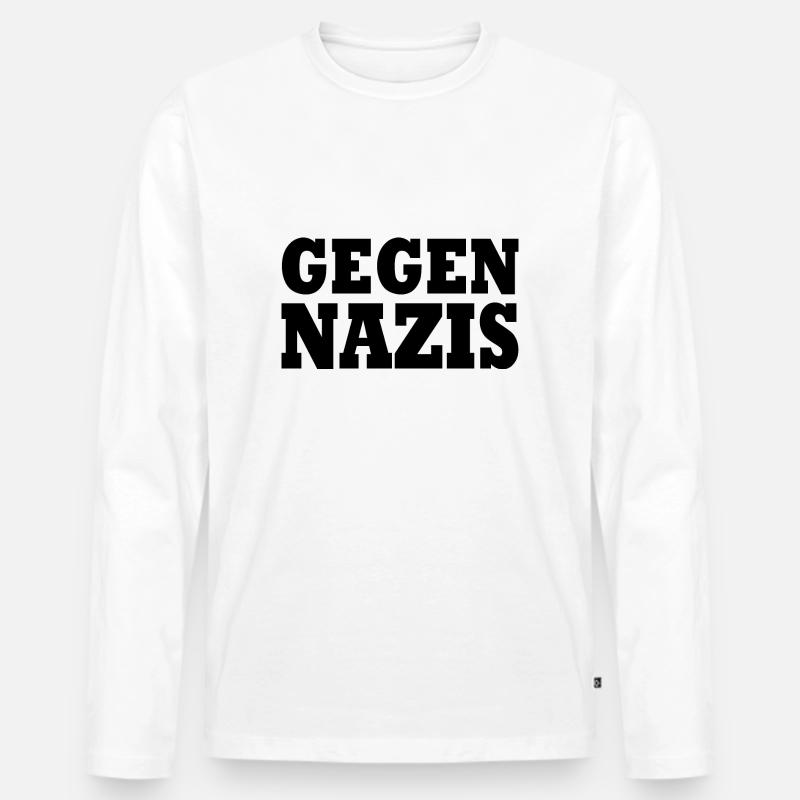 Gegen nazis - Männer Premium Bio Langarmshirt - Weiß