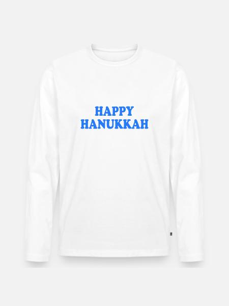 happy hanukkah - Men's Premium Organic Long Sleeve Shirt - white