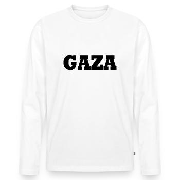 Gaza - T-shirt manches longues Premium bio Homme - blanc - Devant - Nico (187cm)