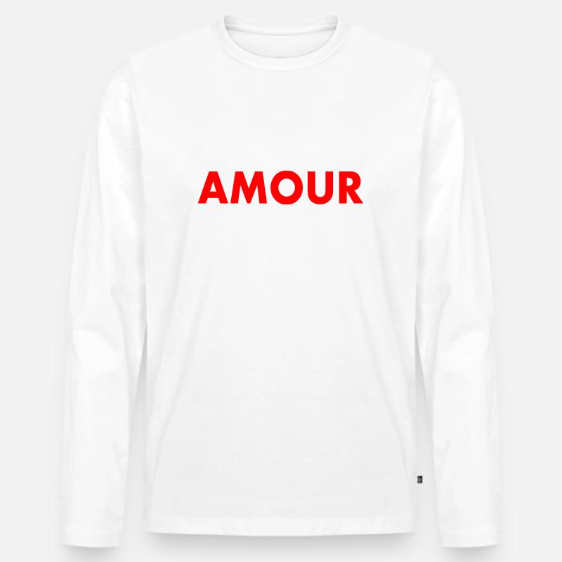 Amour - Männer Premium Bio Langarmshirt - Weiß