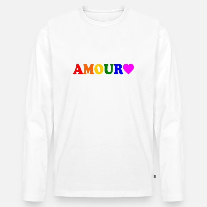 Amour - Männer Premium Bio Langarmshirt - Weiß