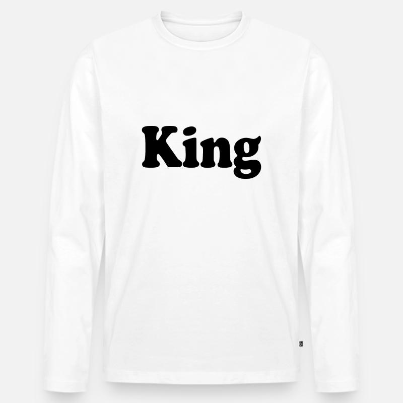 King - Männer Premium Bio Langarmshirt - Weiß