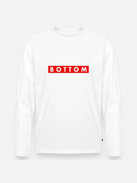 Bottom - Men's Premium Organic Long Sleeve Shirt - white