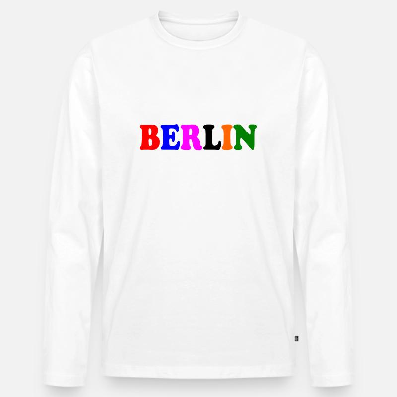 Berlin - Männer Premium Bio Langarmshirt - Weiß