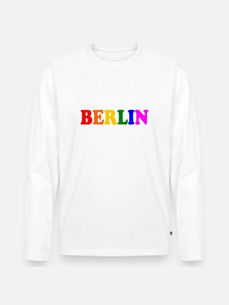 Berlin - Männer Premium Bio Langarmshirt - Weiß