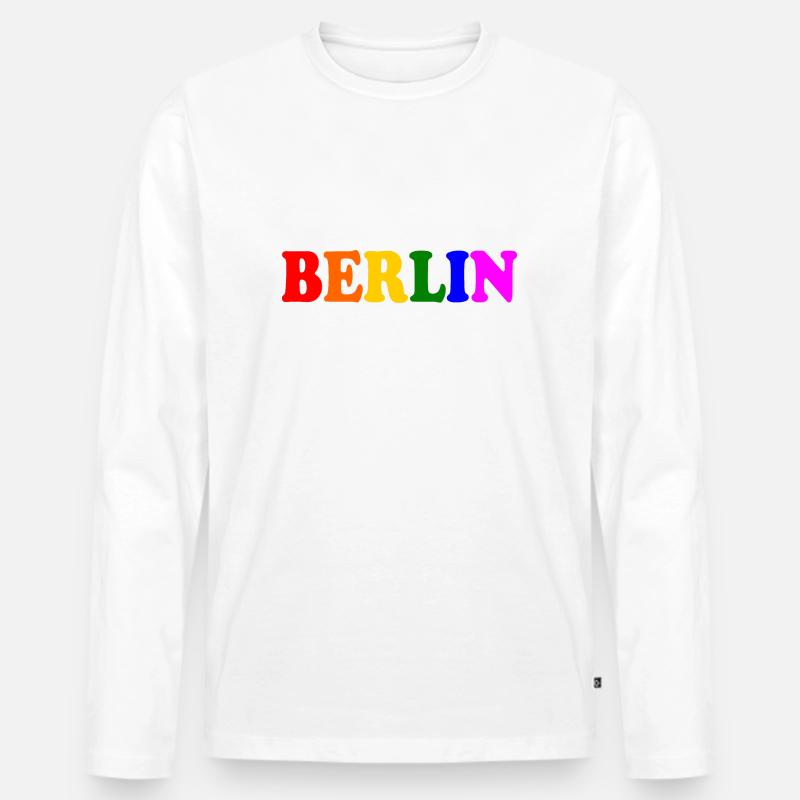 Berlin - Männer Premium Bio Langarmshirt - Weiß
