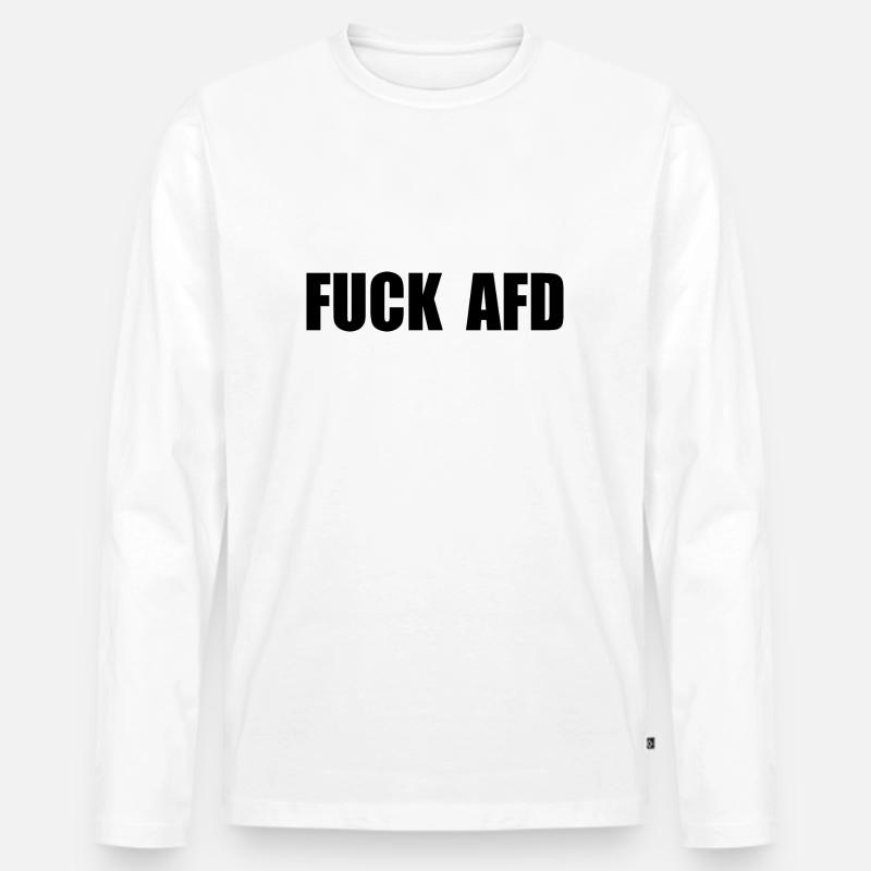 Fuck afd - Männer Premium Bio Langarmshirt - Weiß