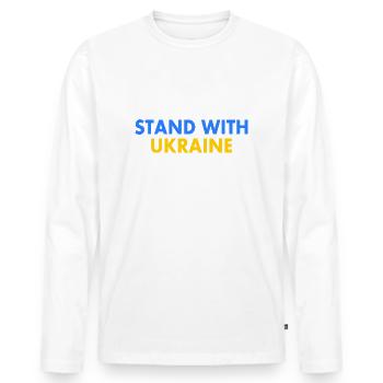 stand with ukraine - Men's Premium Organic Long Sleeve Shirt - white - Front - Nico (187cm)