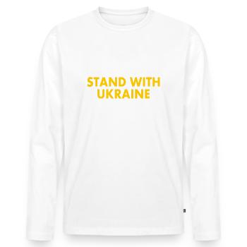 stand with ukraine - T-shirt manches longues Premium bio Homme - blanc - Devant - Nico (187cm)