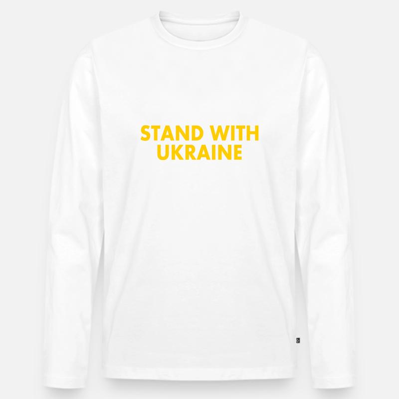 stand with ukraine - Männer Premium Bio Langarmshirt - Weiß