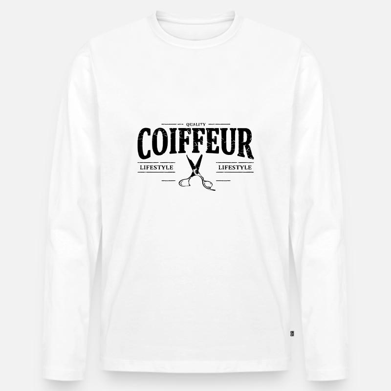 Friseur - Männer Premium Bio Langarmshirt - Weiß