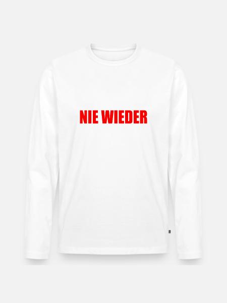 Nie wieder - Männer Premium Bio Langarmshirt - Weiß