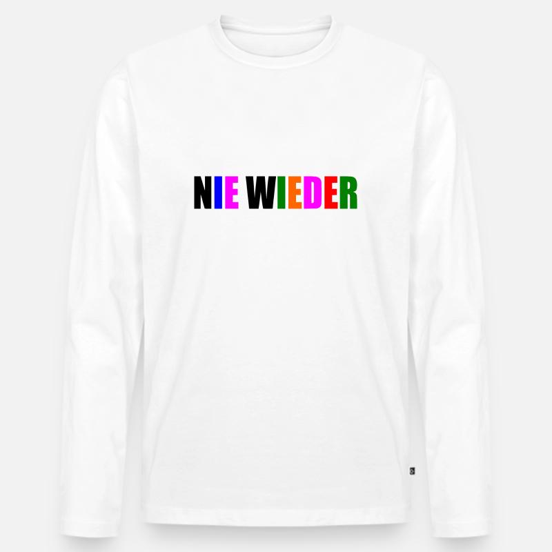 Nie wieder - Männer Premium Bio Langarmshirt - Weiß