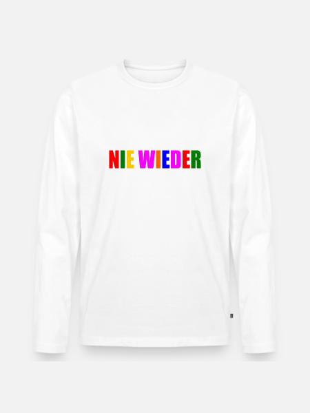 Nie wieder - Männer Premium Bio Langarmshirt - Weiß