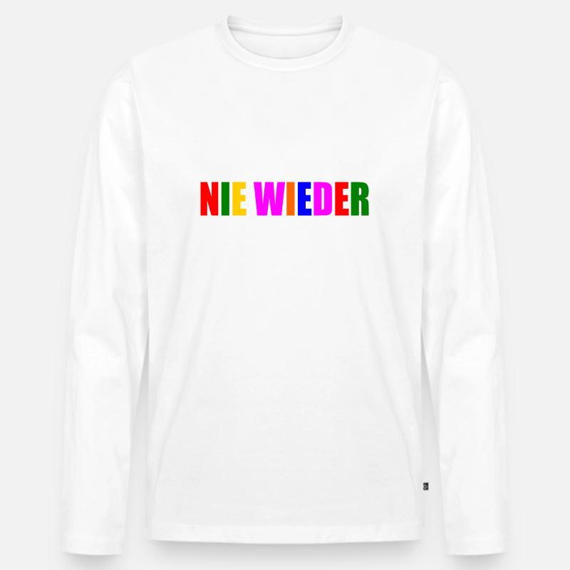 Nie wieder - Männer Premium Bio Langarmshirt - Weiß