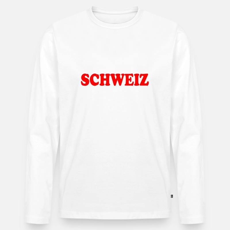Schweiz - Männer Premium Bio Langarmshirt - Weiß
