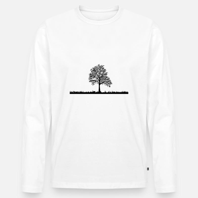 Baum - Männer Premium Bio Langarmshirt - Weiß