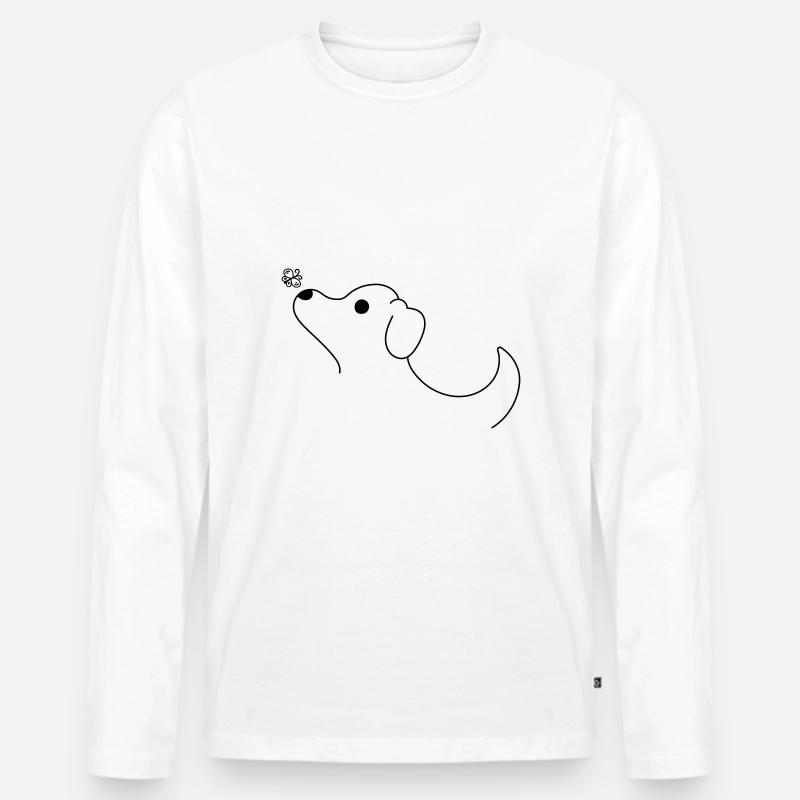 Hund - Männer Premium Bio Langarmshirt - Weiß