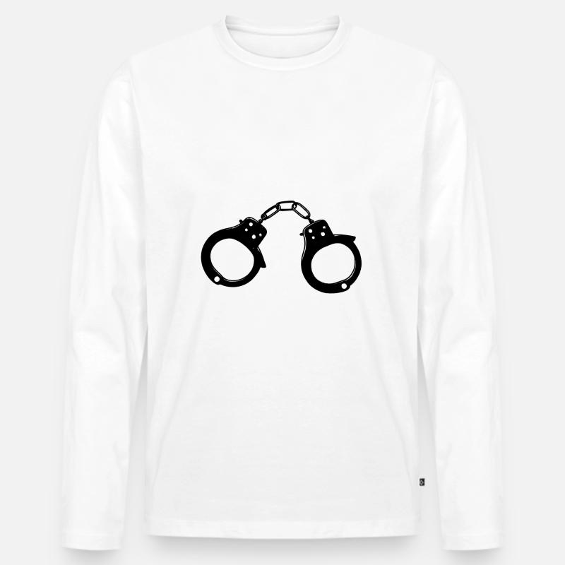 Handschellen - Männer Premium Bio Langarmshirt - Weiß
